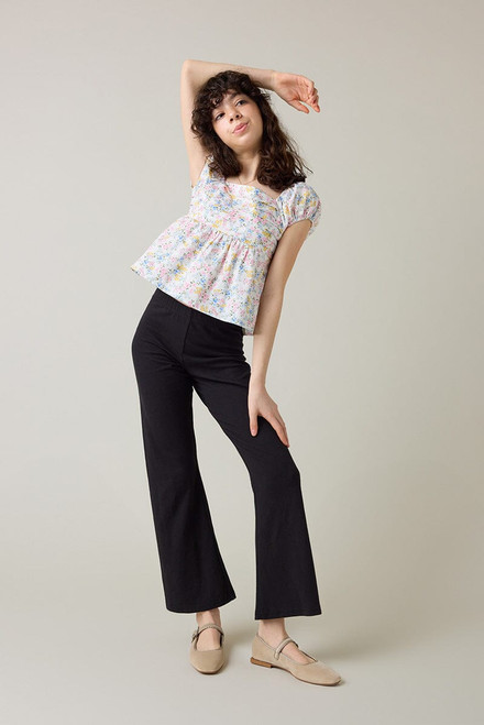 Hello Franki Floral Pleated Bodice Top for girls