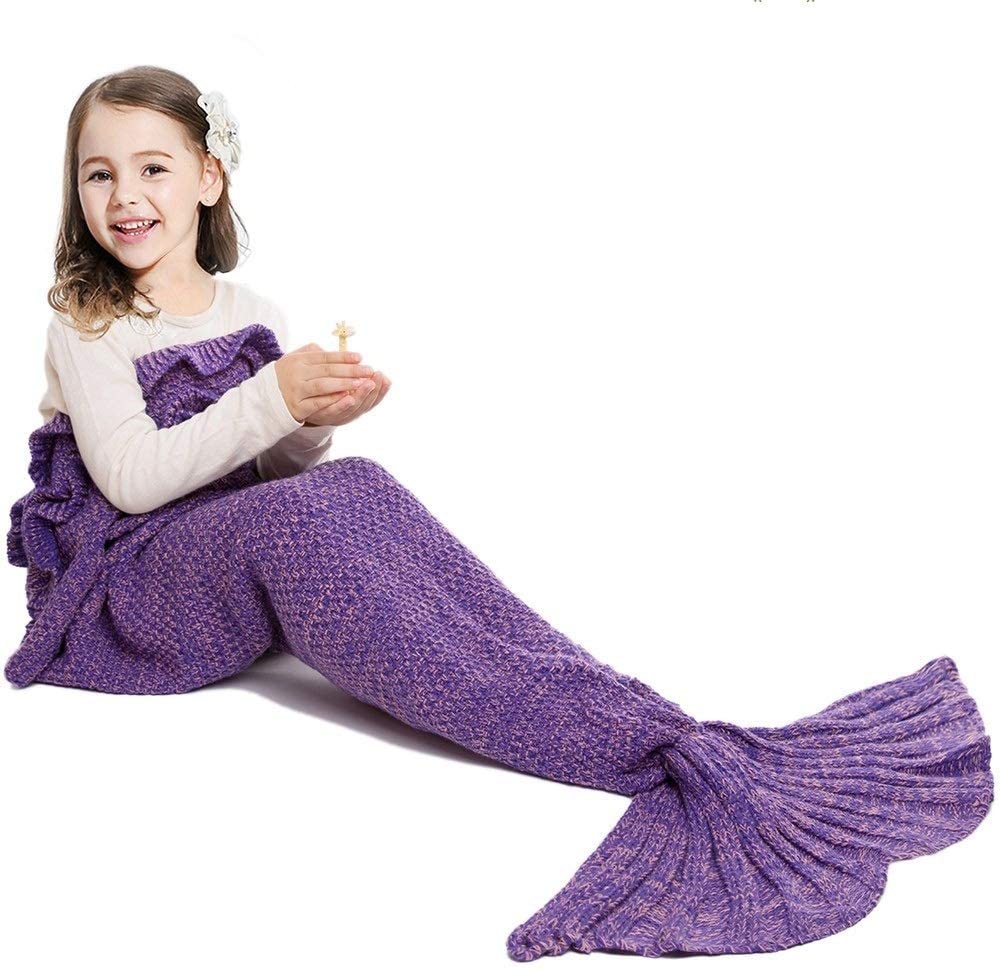 Mermaid Tail Blanket Hand Crochet Snuggle All Seasons Sleeping Bag Blanket with Gift