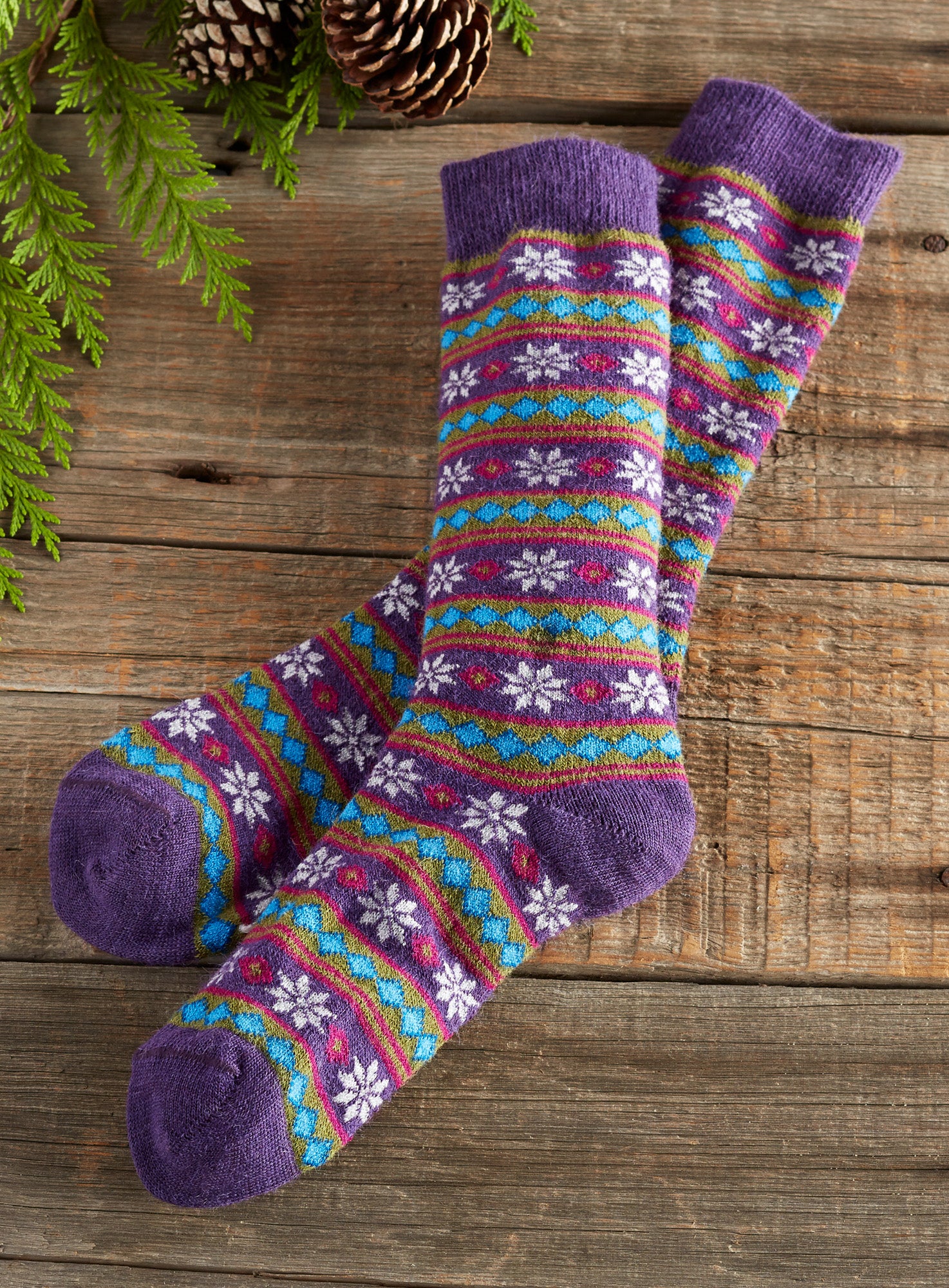 Cozy Alpaca Diamond Stripe Socks