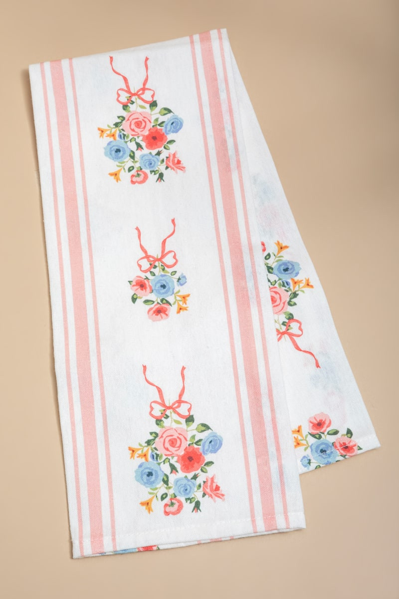 Rose Bouquet Print Tea Towel