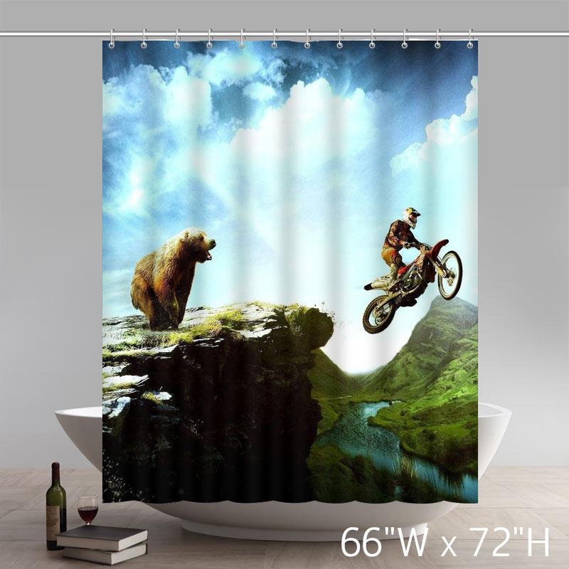 Cross Bear Scenic Moto Motoxbear Shower Curtain