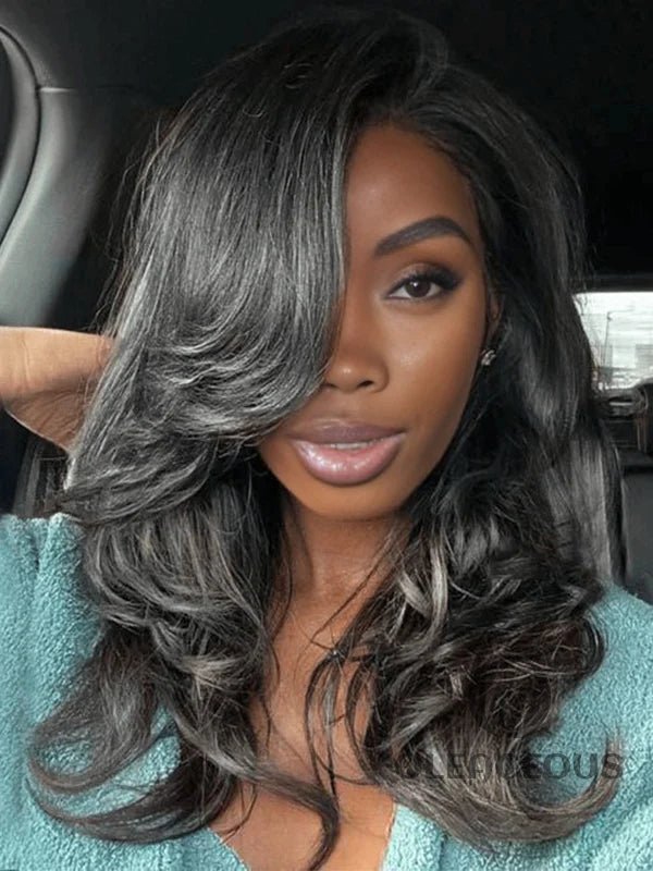 Salt And Pepper Wavy Glueless Gray Color wig