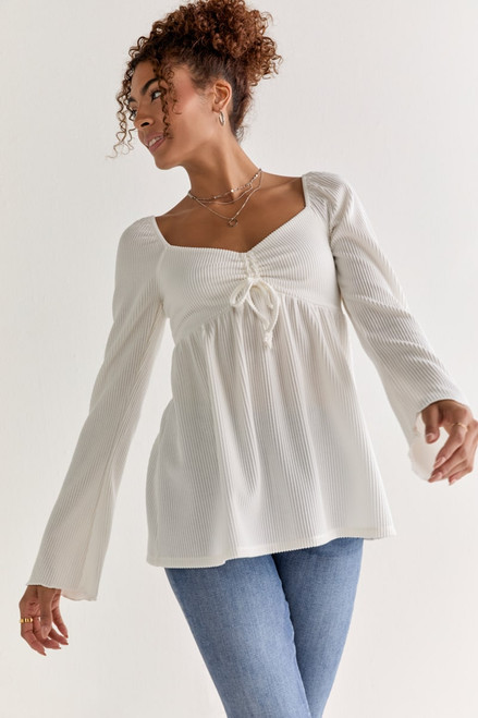 Rachael Cinched Front Rib Knit Blouse