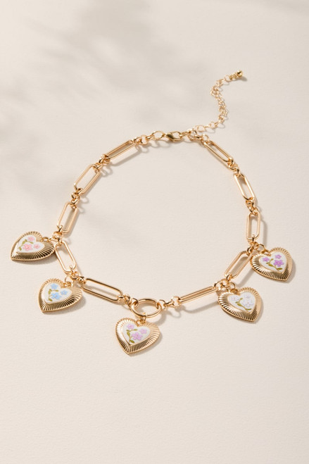 Anna Floral Heart Charm Bracelet