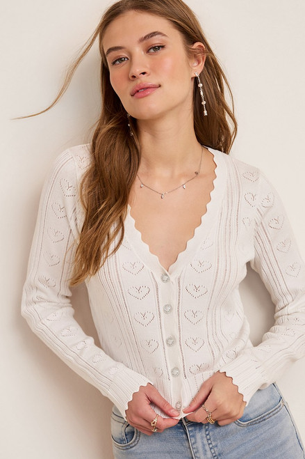Allison Heart Pointelle Cardigan