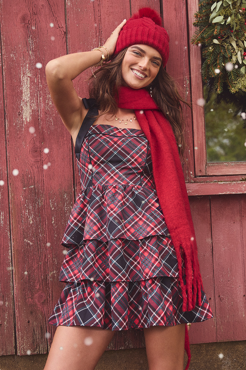 Charlotte Plaid Tiered Mini Dress