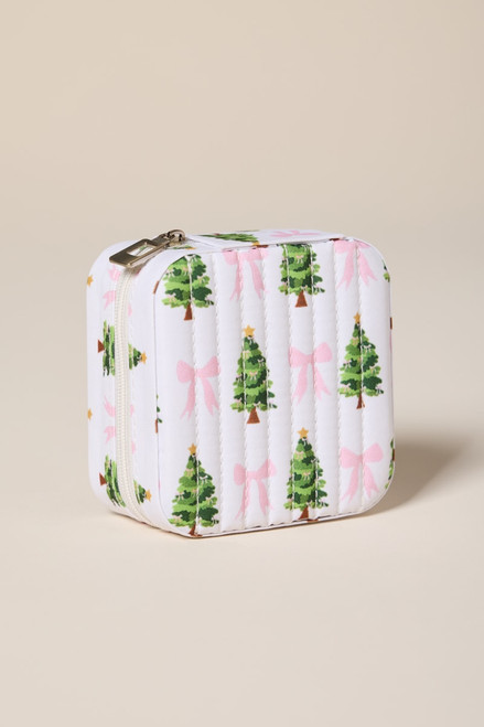 Christmas Trees and Bows Travel Jewelry Box