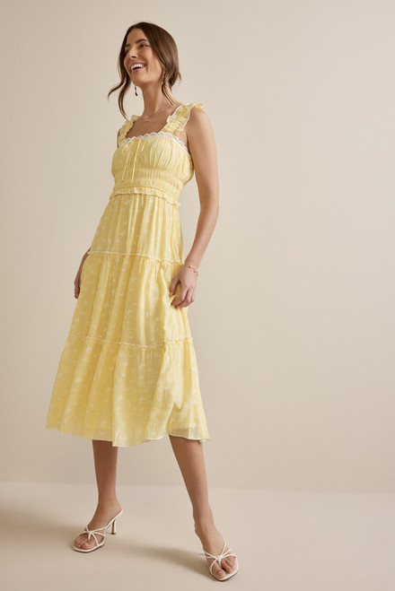 Gracie Lace Trim Floral Midi Dress