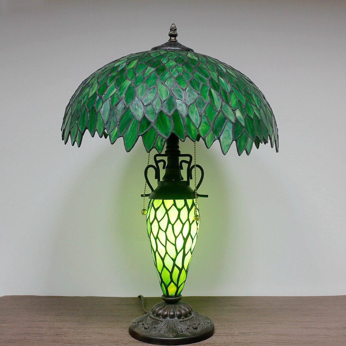 Tiffany Style Rustic Large Table Lamp With Nightlight 24