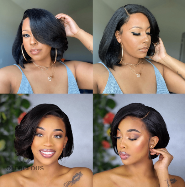 🔥Celebrity Style Short Cut Side Part Closure Bob Wig
