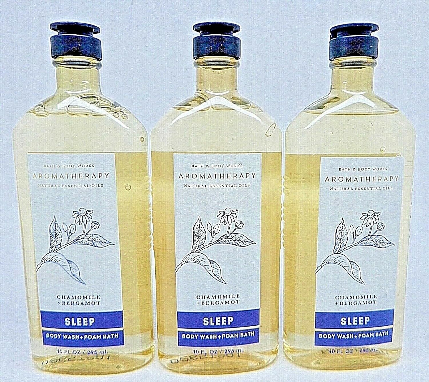 Bath & Body Works Aromatherapy Body Wash & Foam Bath, Gift Sets 10 fl oz per Bottle (3 Pack) (Chamomile + Bergamot)