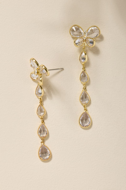 Erin Crystal Butterfly Linear Drop Earrings