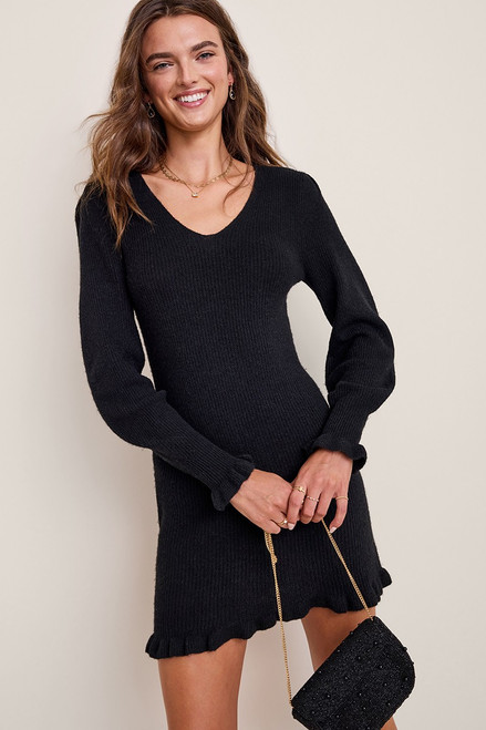 Judith Ruffle Hem Sweater Dress