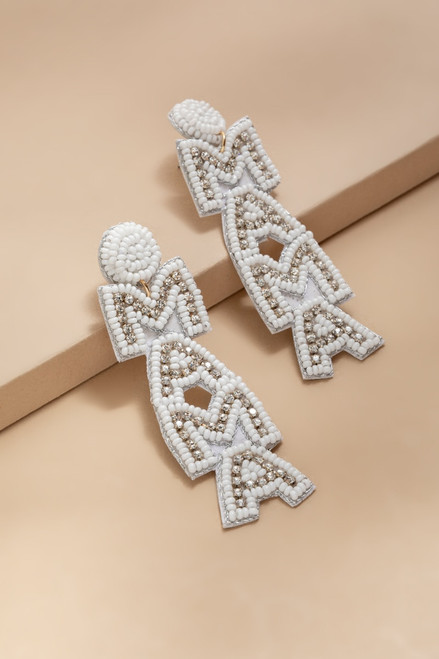 Mama Seed Bead Drop Earrings