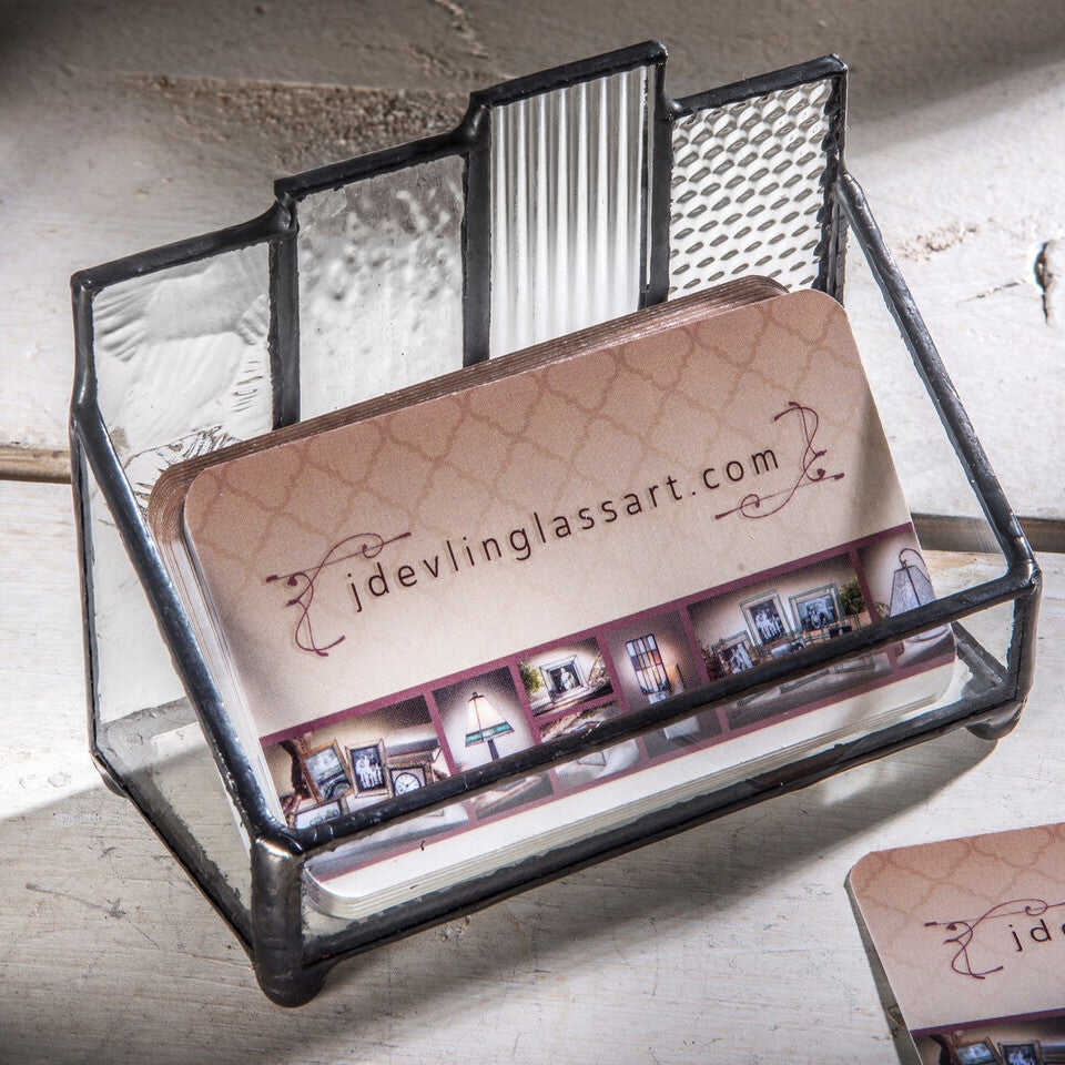 Textured Glass Business Card Holder