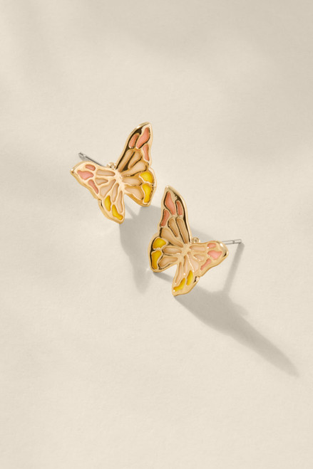 Sandy Glass Butterfly Stud Earrings