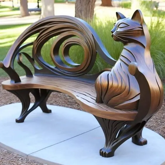 ??LAST DAY 80% OFF??Garden art iron cat benches