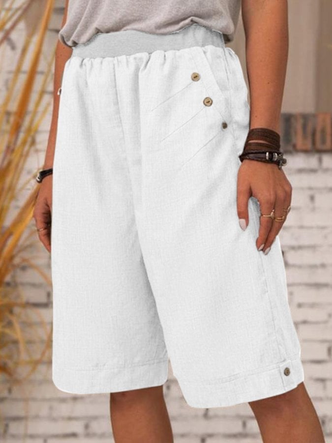 Women's Pure Color Casual Cotton Shorts