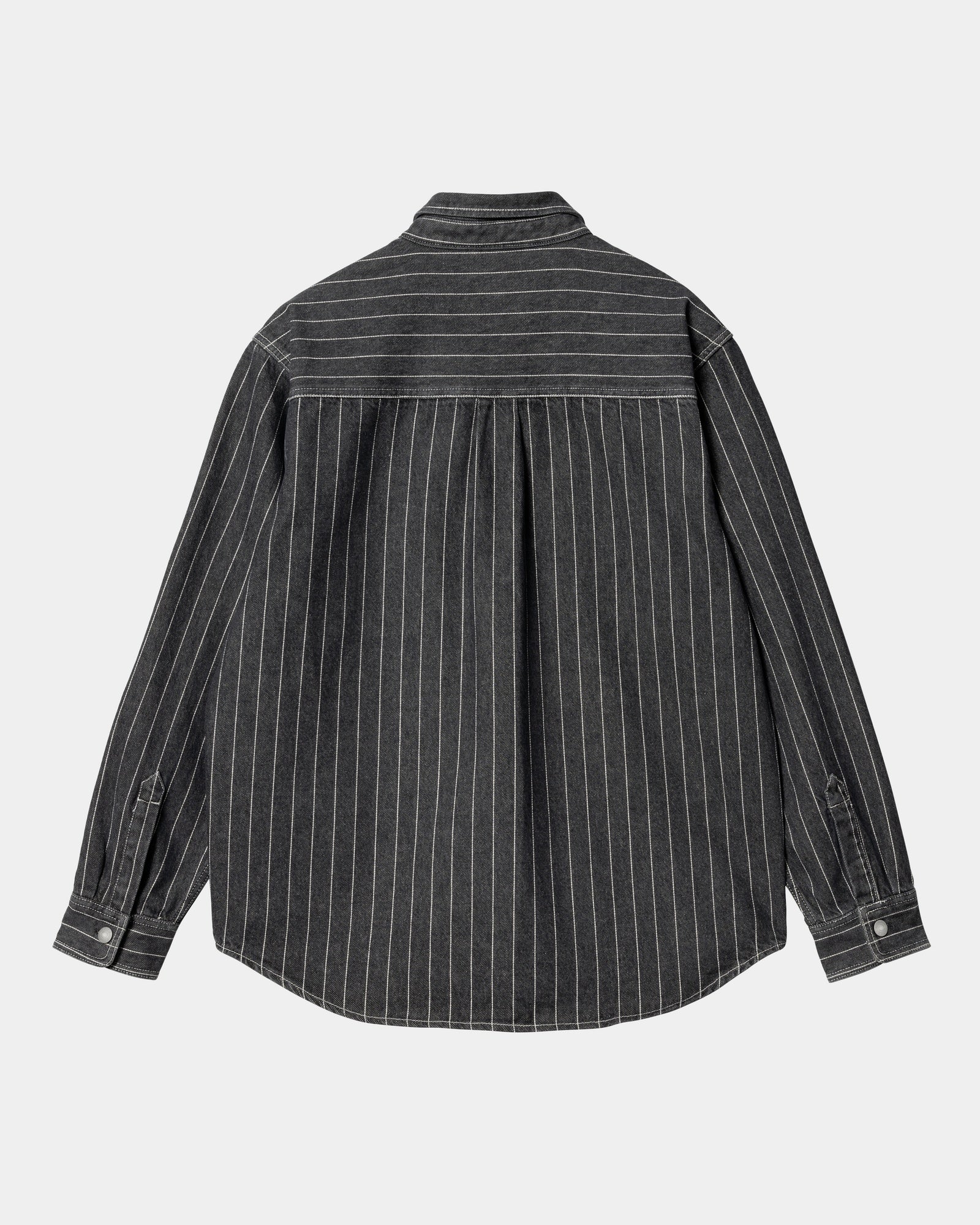Final inventoryOrlean Stripe Shirt Jacket | Black / White (stone washed)