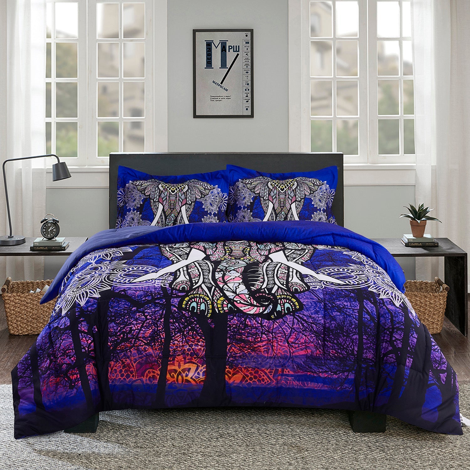 3D Reactive Print Elephant All Season Comforter Set Twin -S2