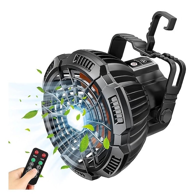 Outdoor Camping Fan and LED Light 2-in-1 Rechargeable Explosive Charging Camping Fan Light Tent Light Wild Fishing Portable Lighting
