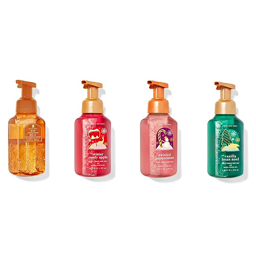 Bath and Body Works Christmas Holiday Traditions Soap - Vanilla Bean Noel - Winter Candy Apple - Iced Cinnamon Roll - Twisted Peppermint - Set of 4 Gentle Foaming Hand Soaps