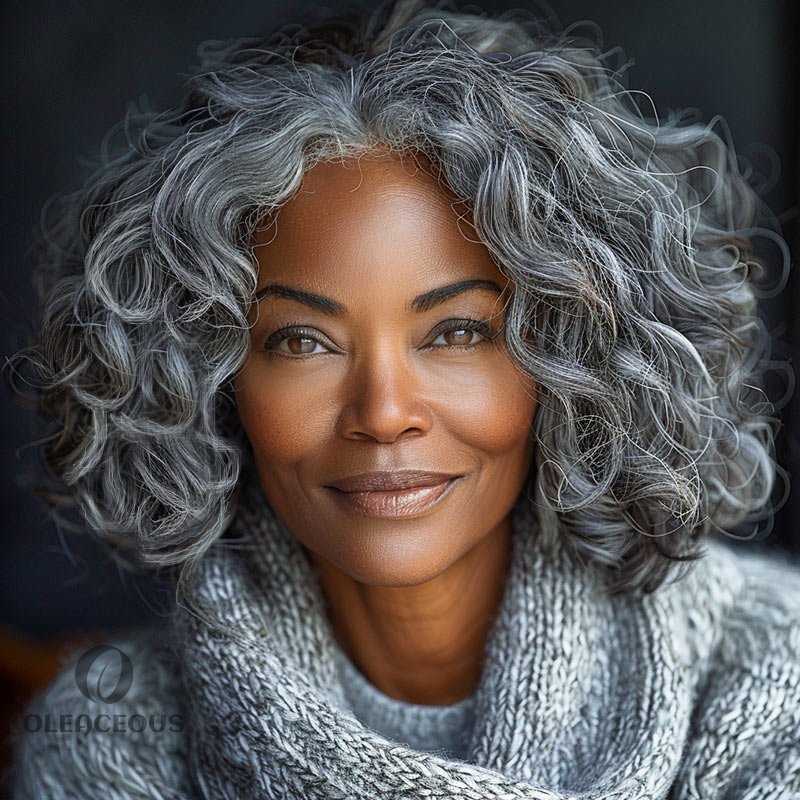 Big Loose Curly Silver Grey Wig For Seniors Salt & Pepper  Hair 4x4 Lace Bob Wigs For Women