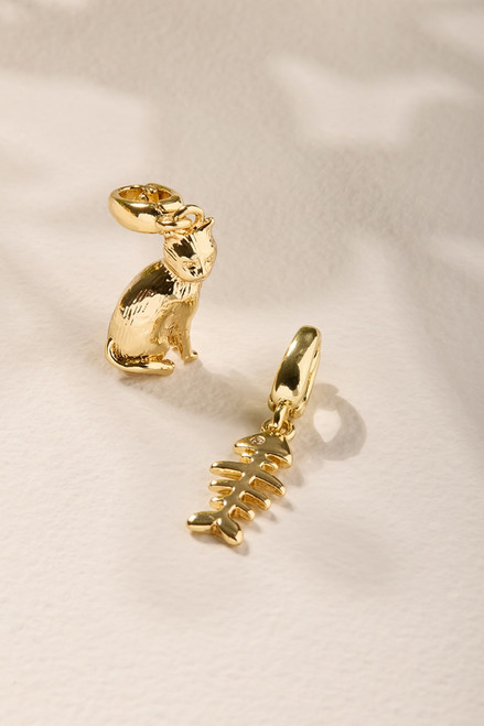Cat and Fish Bones Charm Set