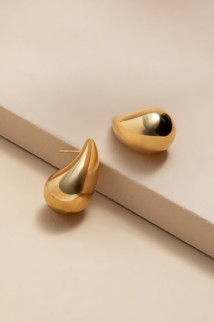 Mia Stainless Steel Gold Teardrop Earrings