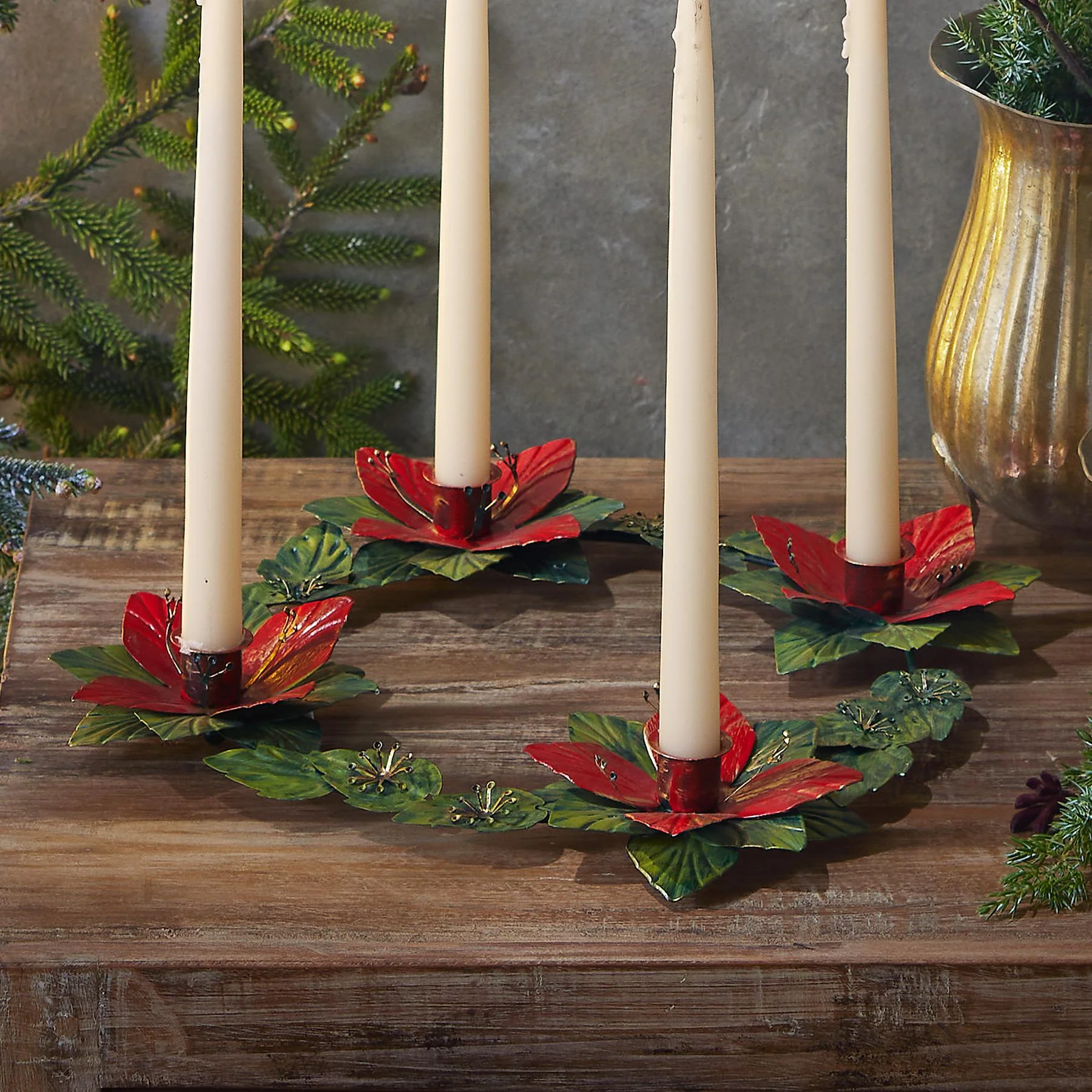 Festive Poinsettia Taper Holder