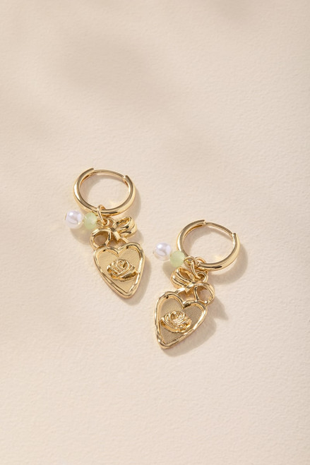 Nora Heart Charm Huggie Hoop Earrings