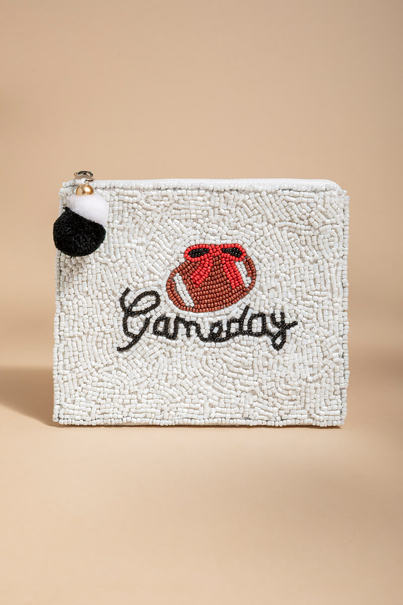 Gameday Football Seed Bead Pouch