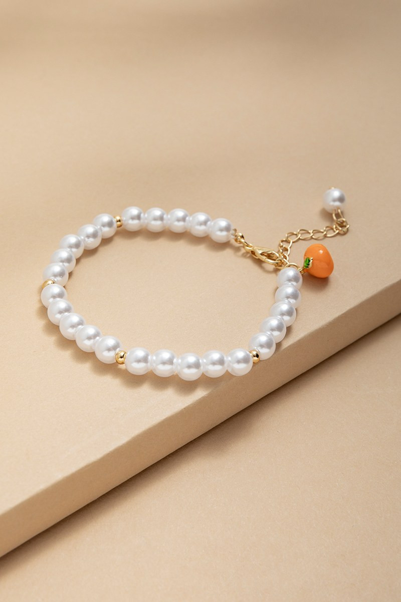 Serena Orange Charm Pearl Bracelet