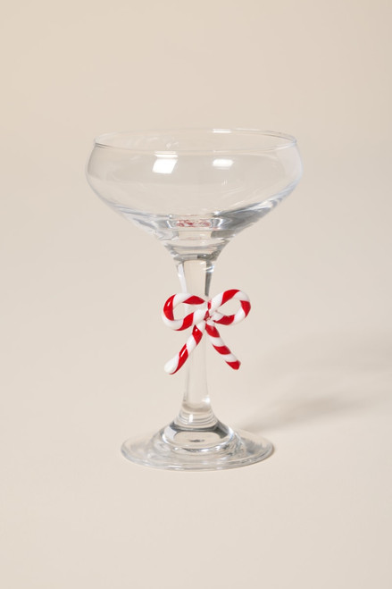 Candy Cane Bow Coupe Glass