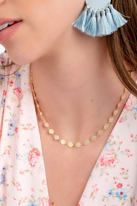 Stacey Sandblast Coin Strand Necklace