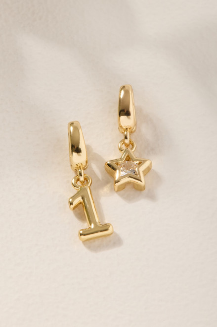 Number and Star Charm Set Gold
