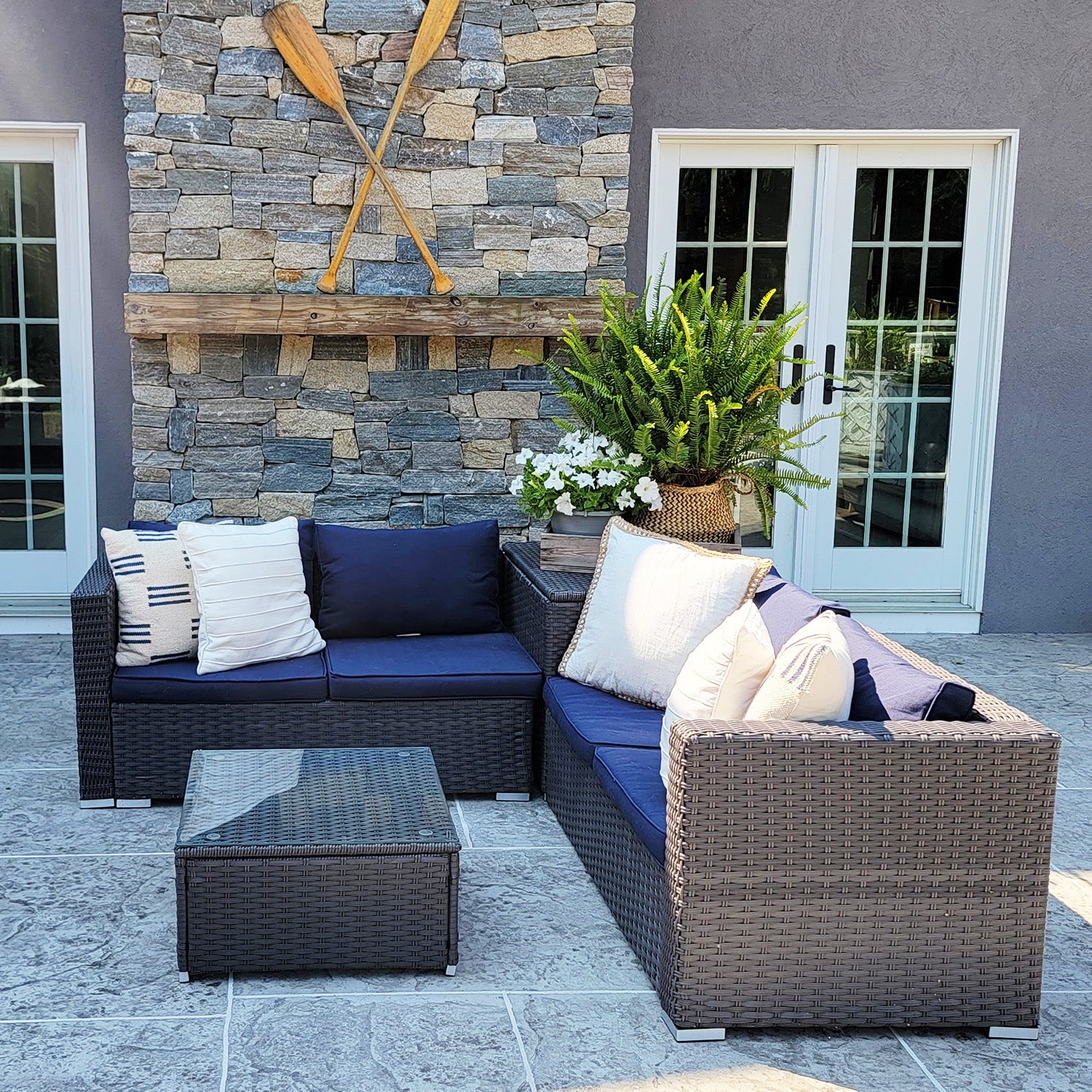 4-Piece Outdoor Wicker Sectional Sofa Set With Cushions