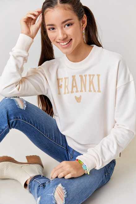 Hello Franki Frenchie Collegiate Crewneck Sweatshirt for girls