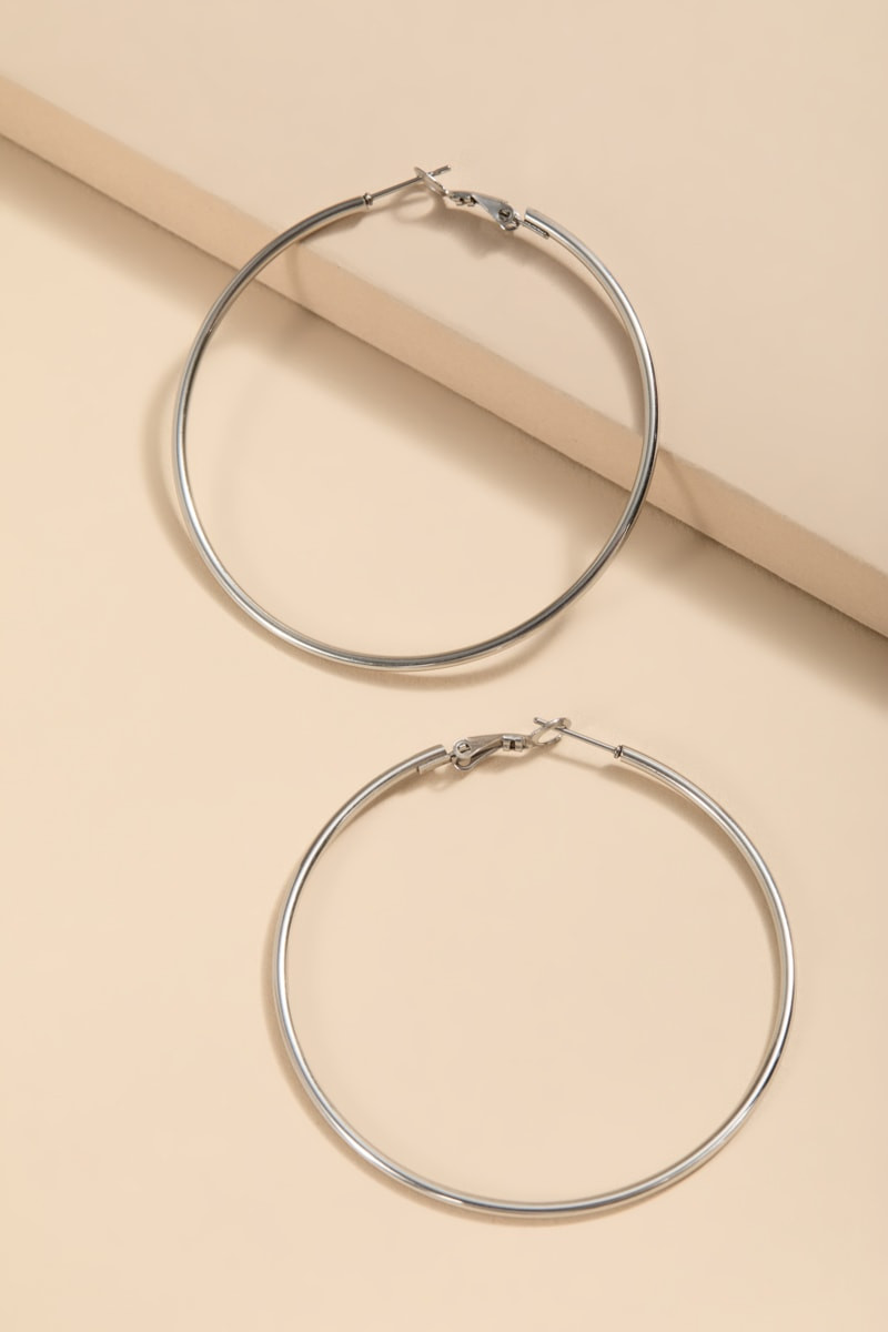 Anne Stainless Steel Silver Hoop Earrings