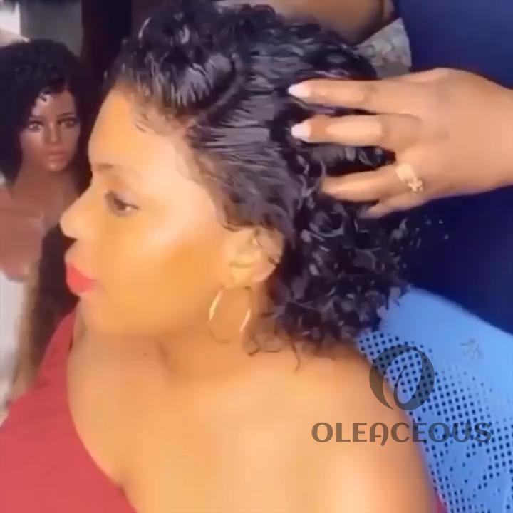 -Glueless Black 6 Inch Short Wig Bob Curly Hair