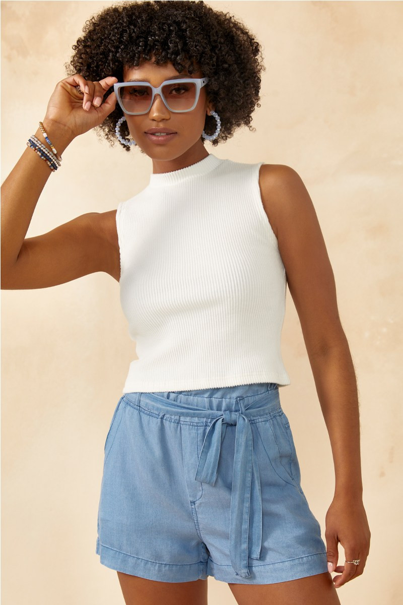 Hailee Mock Neck Ribbed Tank Top