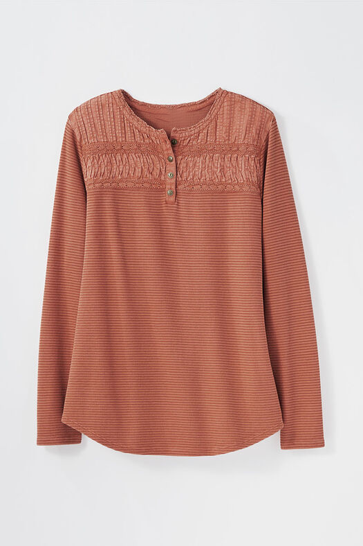 Textured Knit Henley Tops 5 Colors
