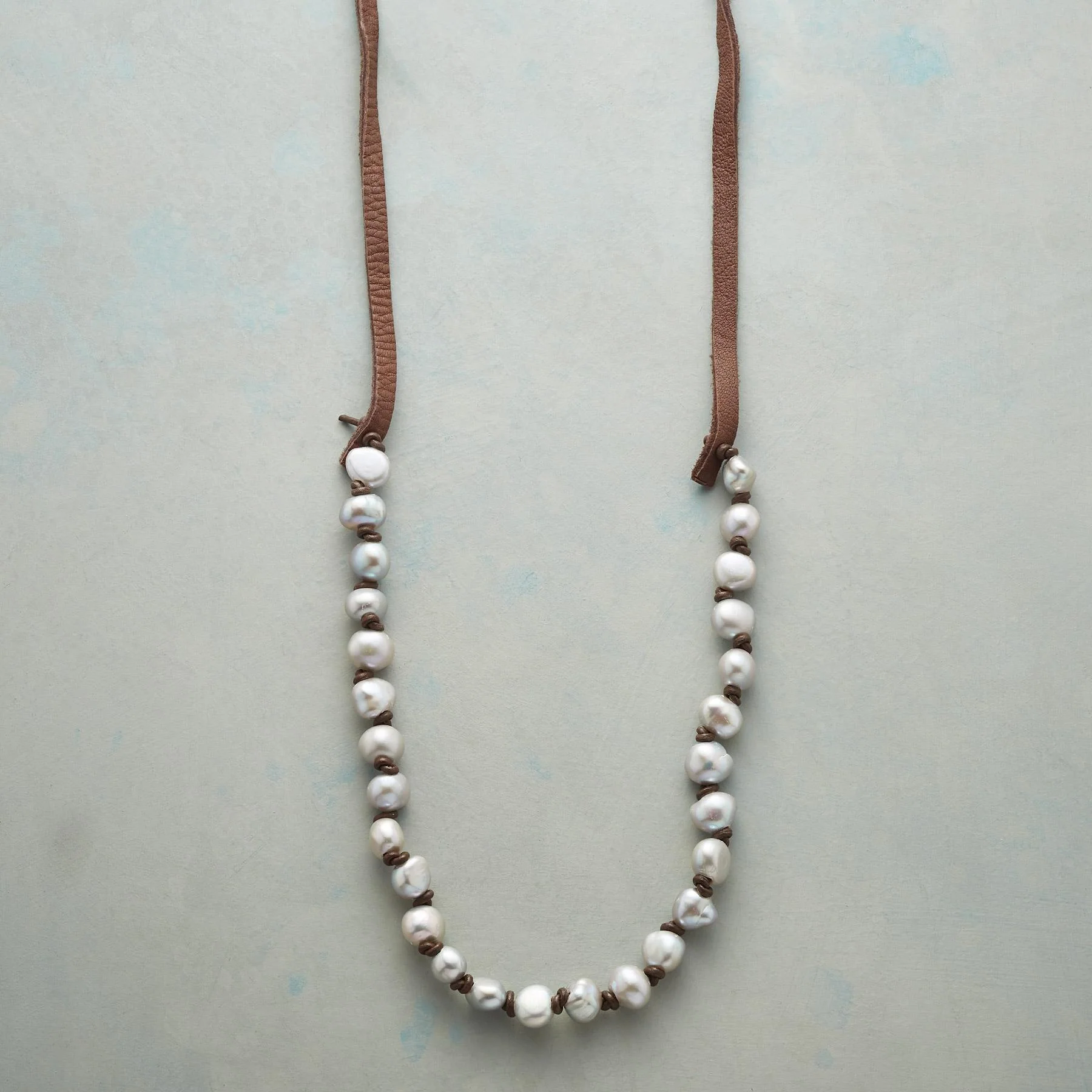 Knotted Gray Pearl Necklace