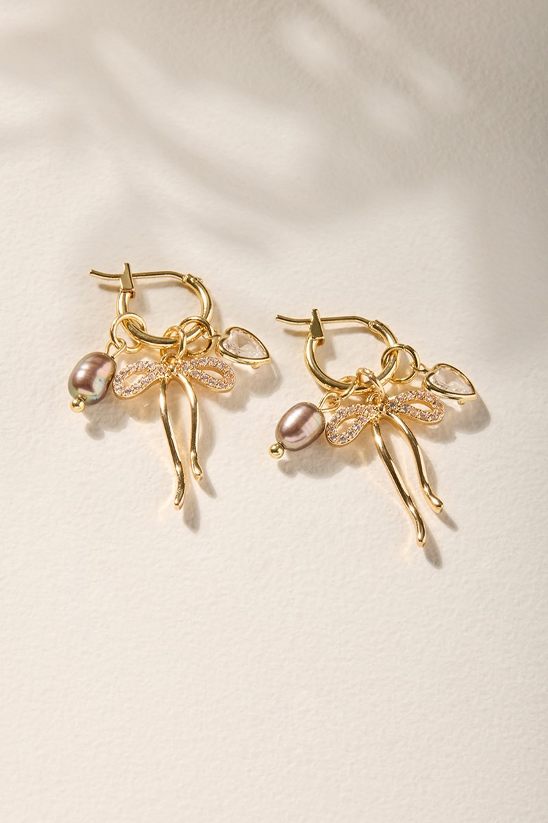 Carla Bow Charm Hoop Earrings