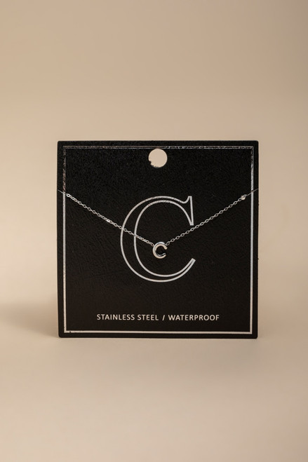 C Stainless Steel Initial Pendant Necklace