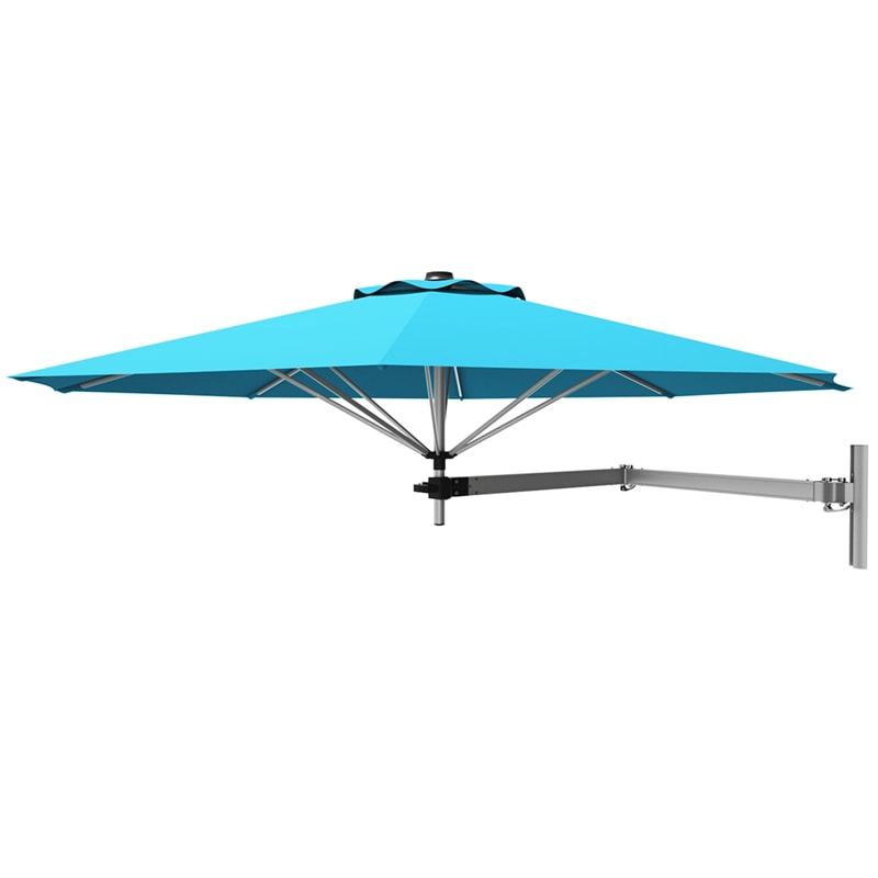 8 FT Wall Mounted Patio Umbrella Tilting Outdoor Umbrella Sunshade with Adjustable Pole