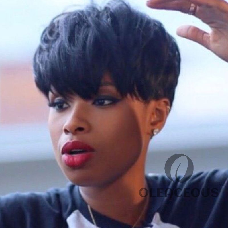 2026 Glueless Short Straight Layered Bob Wig with Bangs Pixie Cut Wig