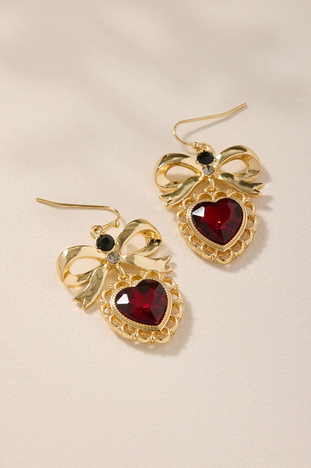 Mara Bow And Heart Drop Earrings