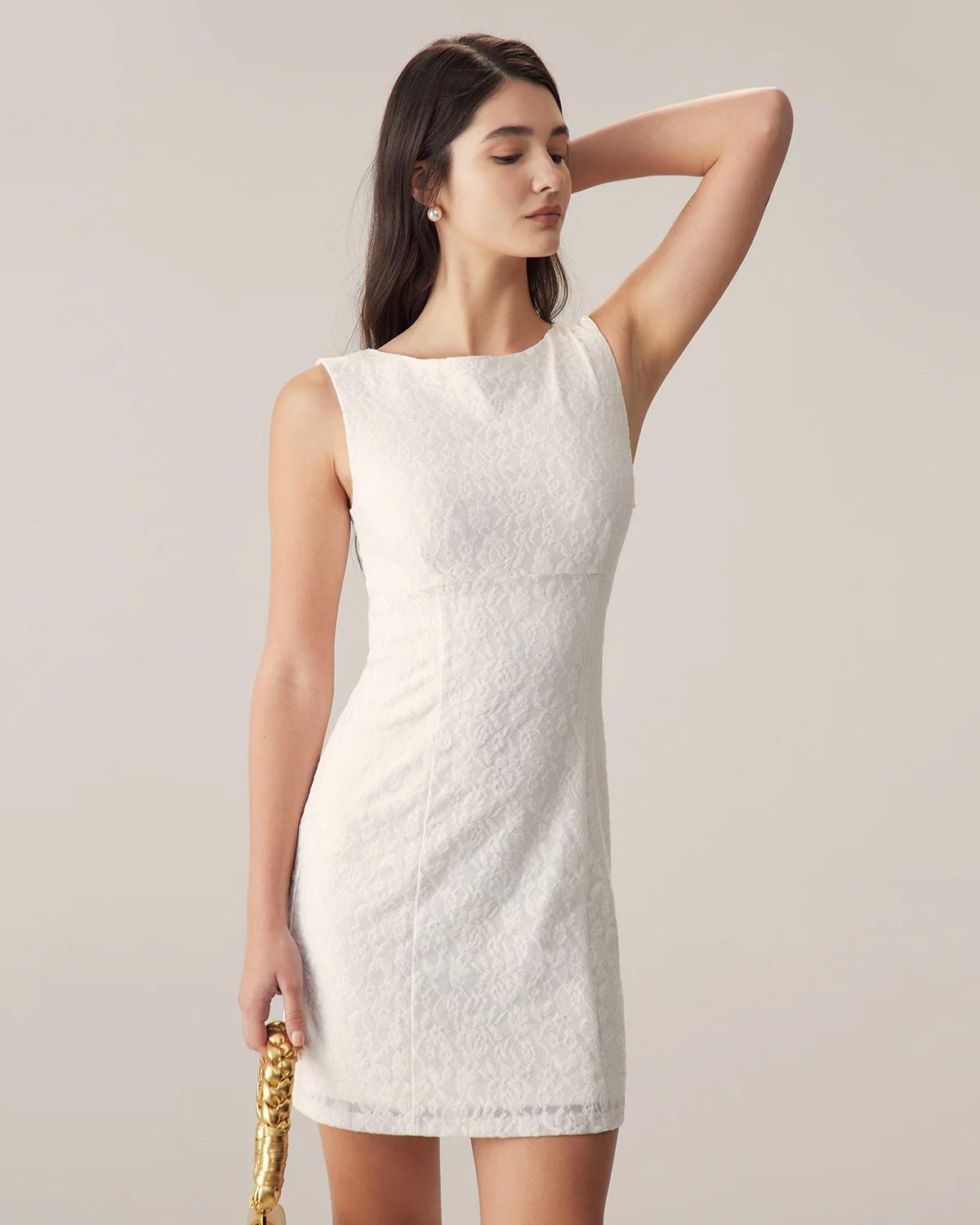 White Lace Backless Mini Dress