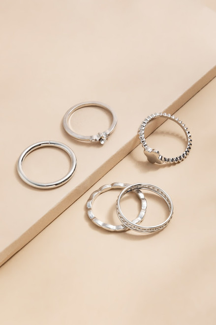 Madeline Mix Style Silver Ring Set